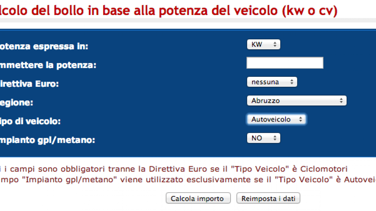 Come Calcolare Il Bollo Auto In Base Ai Kw