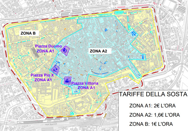 mappa zone parcheggi Treviso