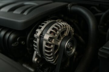 Dettaglio del cuscinetto alternatore usurato in un motore auto