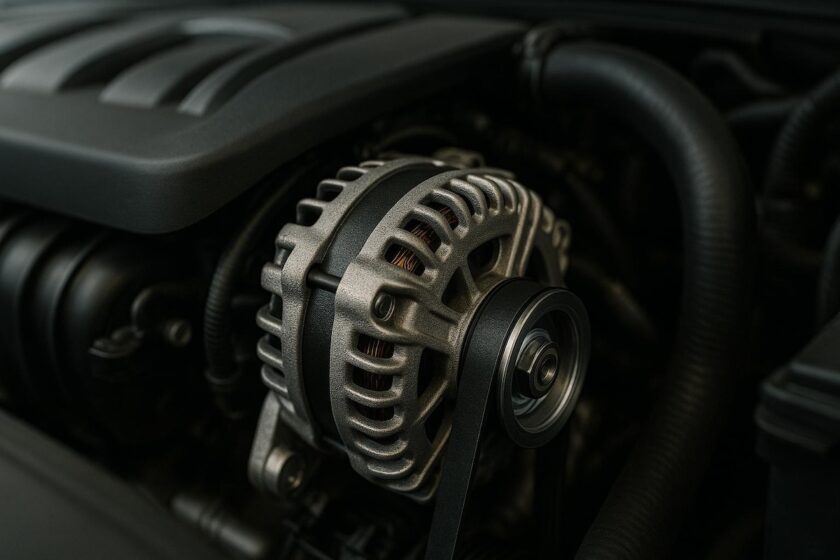 Dettaglio del cuscinetto alternatore usurato in un motore auto