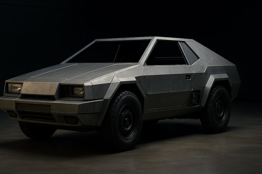 Concept car futuristica dal design spigoloso e sgraziato