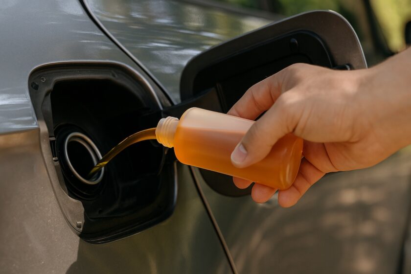 Additivo carburante versato nel serbatoio dell’auto per decarbonizzazione fai da te