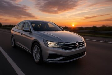 Auto moderna con motore CRDi in viaggio su autostrada