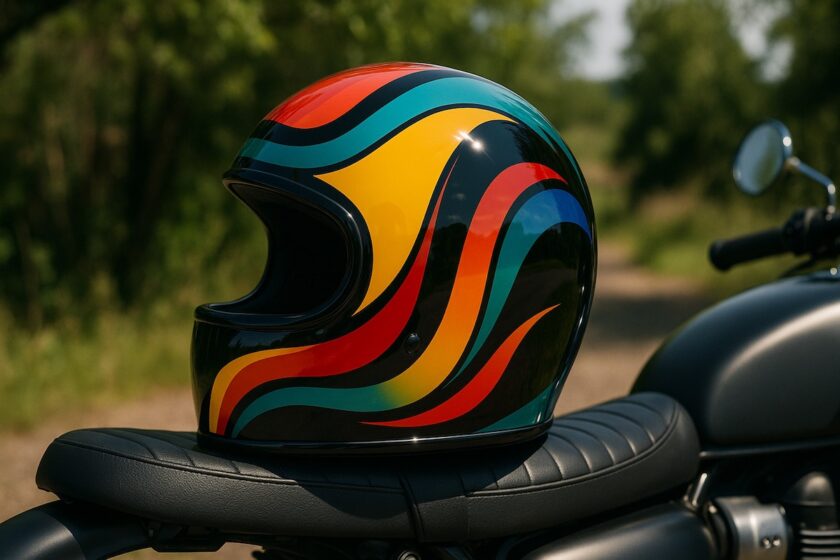 Casco moto personalizzato con verniciatura colorata e lucida