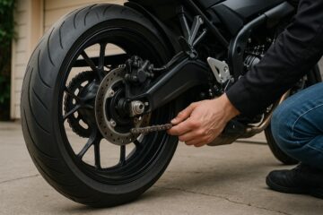 Lubrificazione della catena della moto con spray specifico