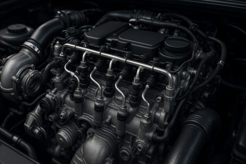 Dettaglio di un motore diesel moderno con sistema CRDi