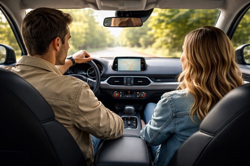 Guidatore e passeggero in auto con comfort personalizzato grazie al clima bizona