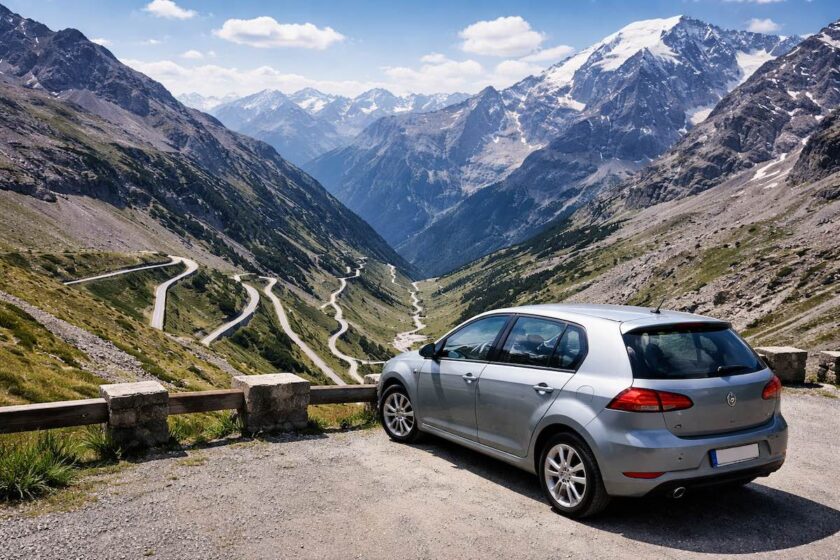 passo dello stelvio in auto vista panoramica