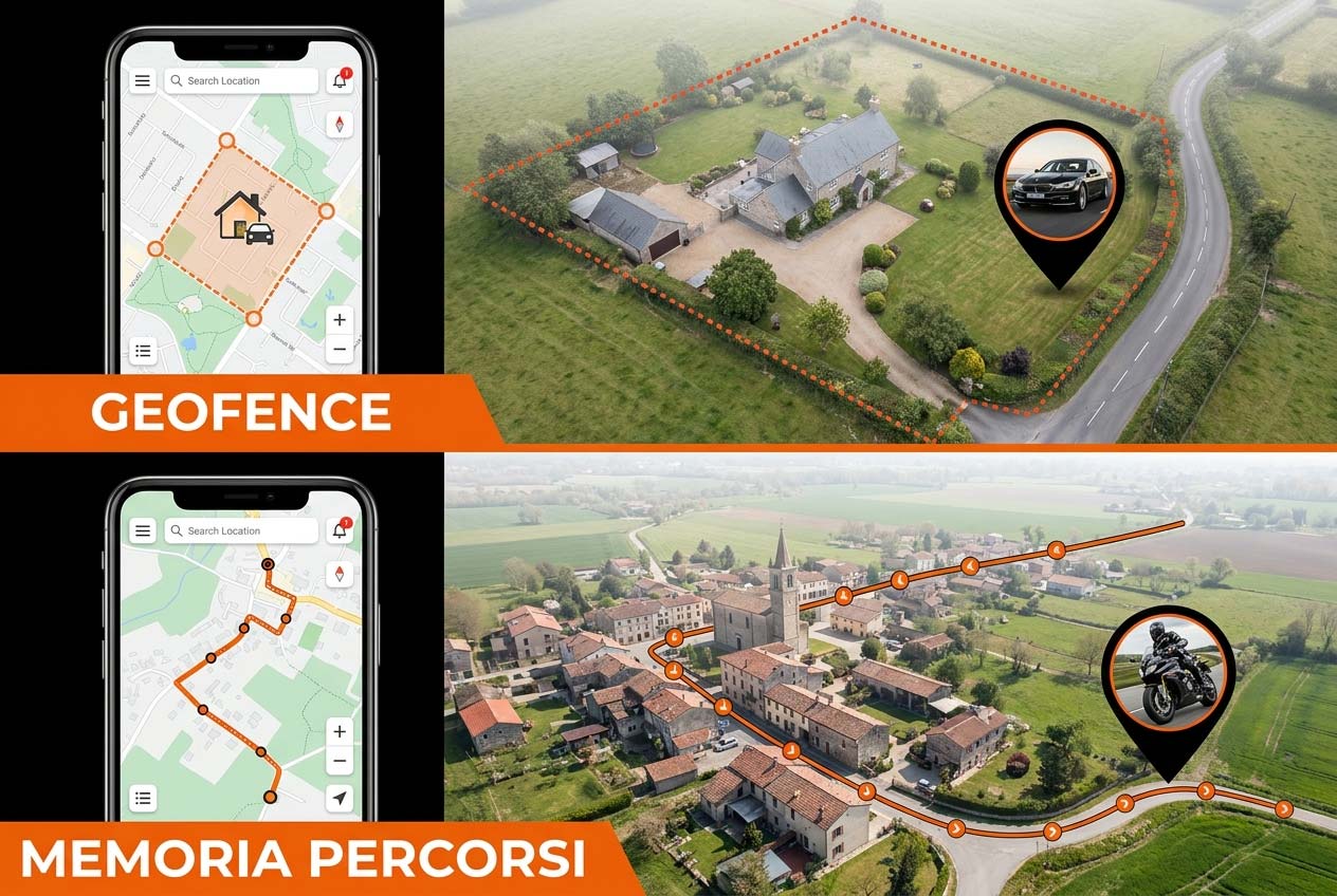 Localizzatore gps antifurto geofence memoria percorsi