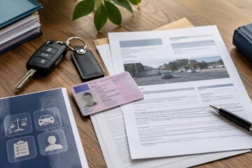 Verbale di multa e patente su un tavolo per spiegare la decurtazione punti patente