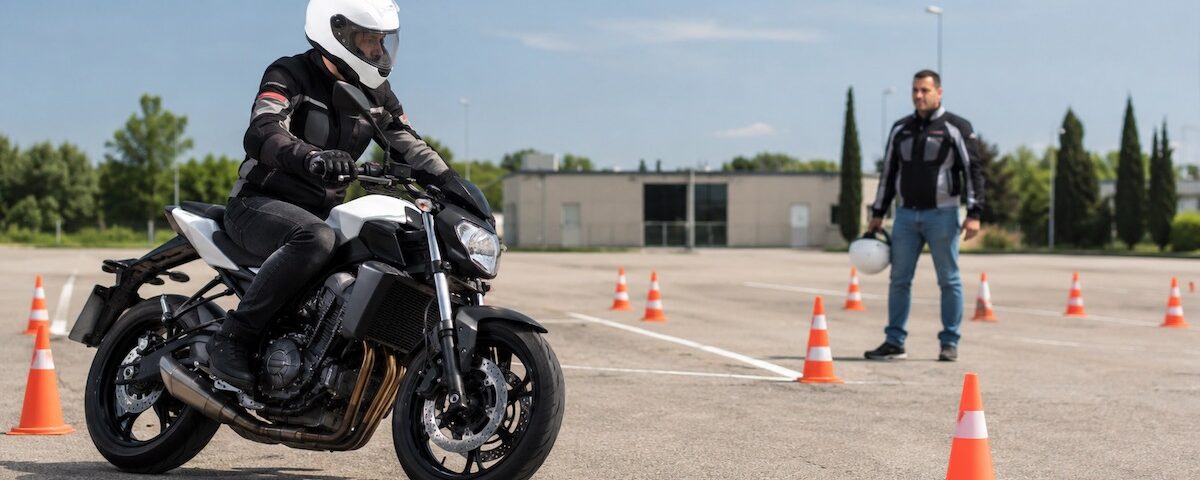 Patente moto costi durante una lezione pratica in autoscuola